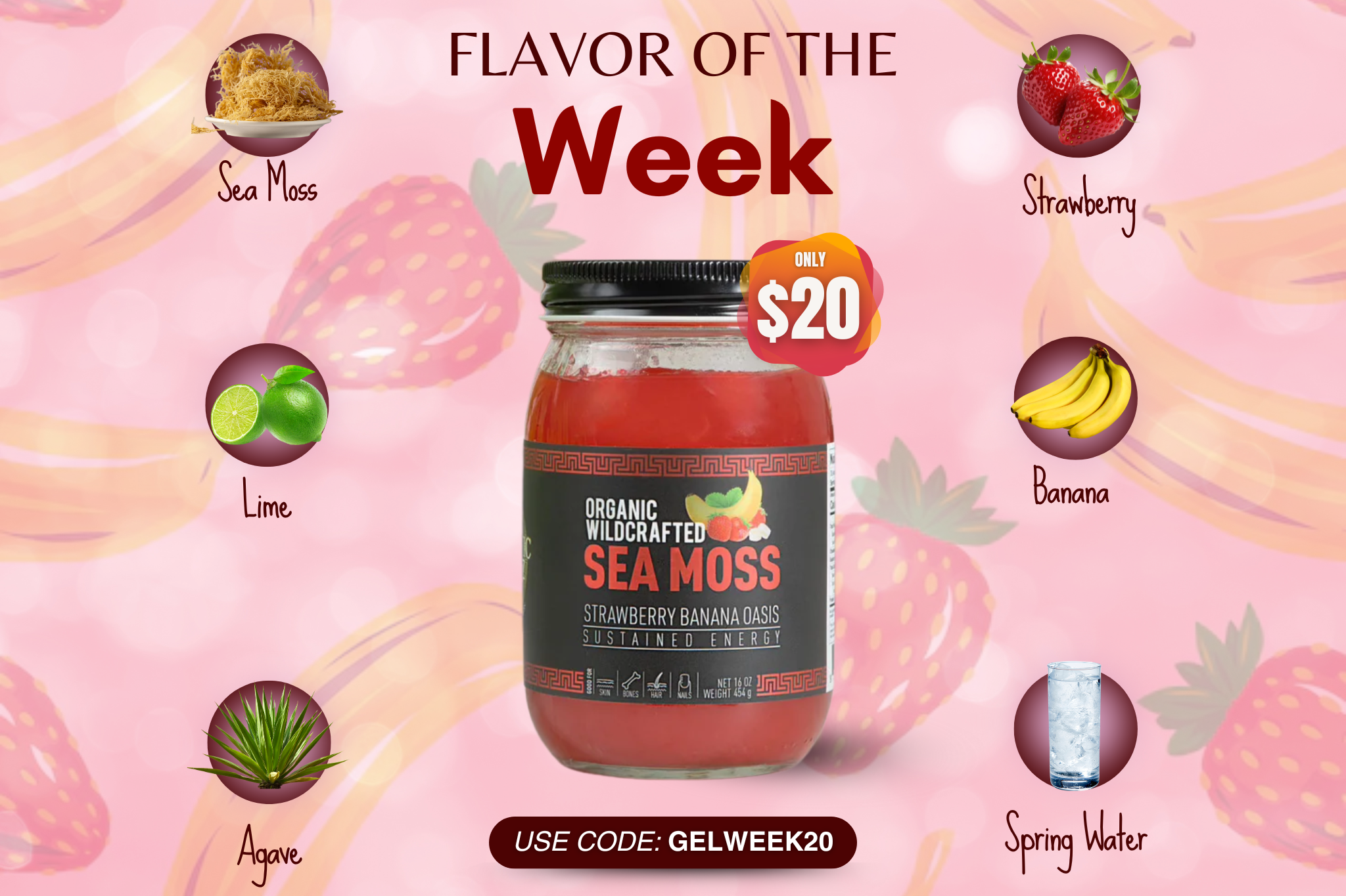 Strawberry Banana Oasis Sea Moss Gel