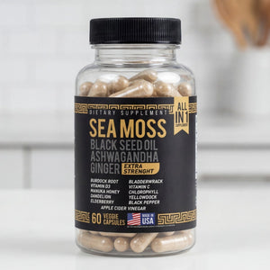 sea moss capsules bottle supplement facts label