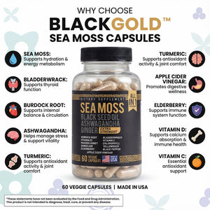 BlackGold Sea Moss Capsules capsules close-up detail