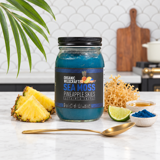 Pineapple Skies sea moss gel with its listed ingredients