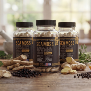 BlackGold Sea Moss Capsules - lifestyle product shot