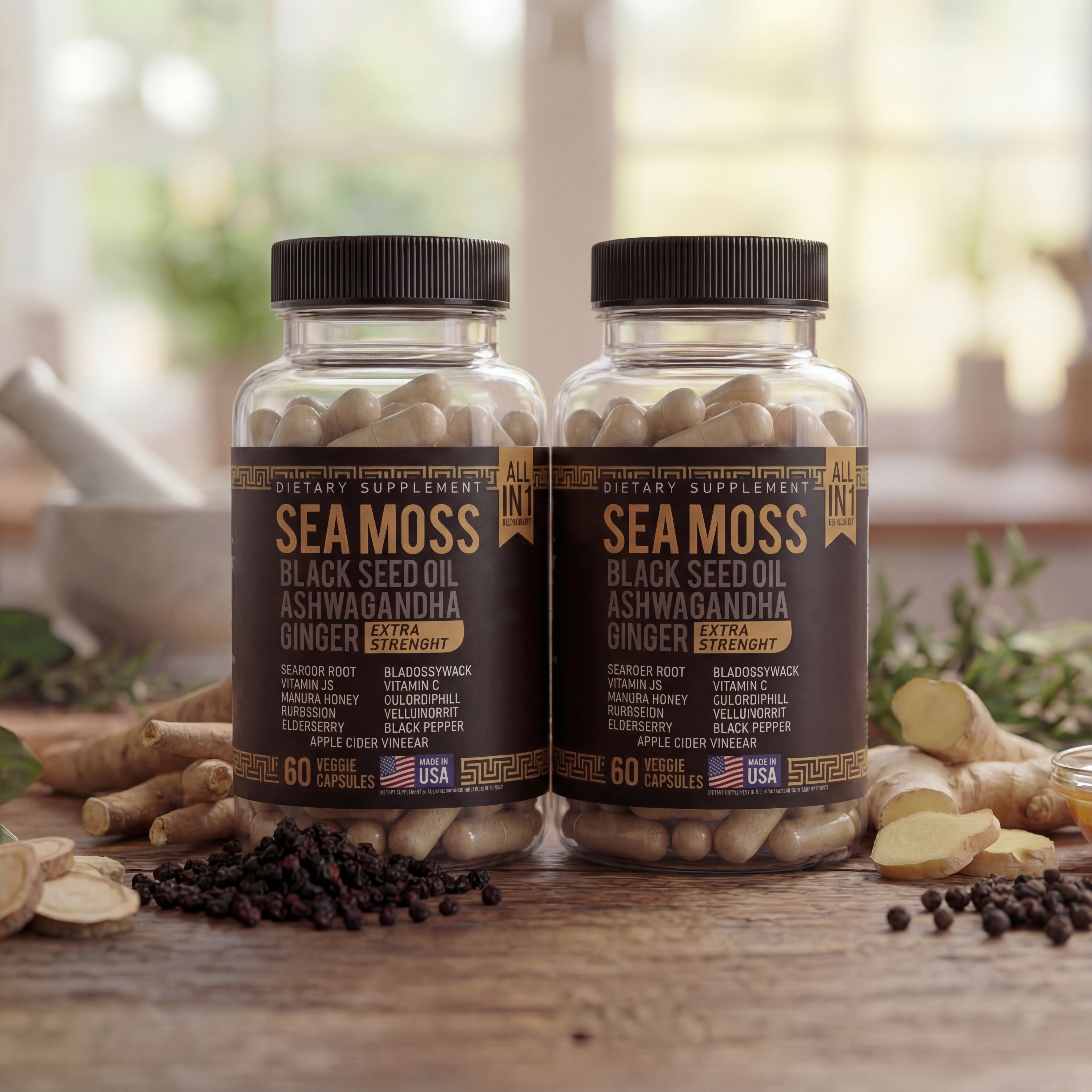 BlackGold Sea Moss Capsules bottle packaging view