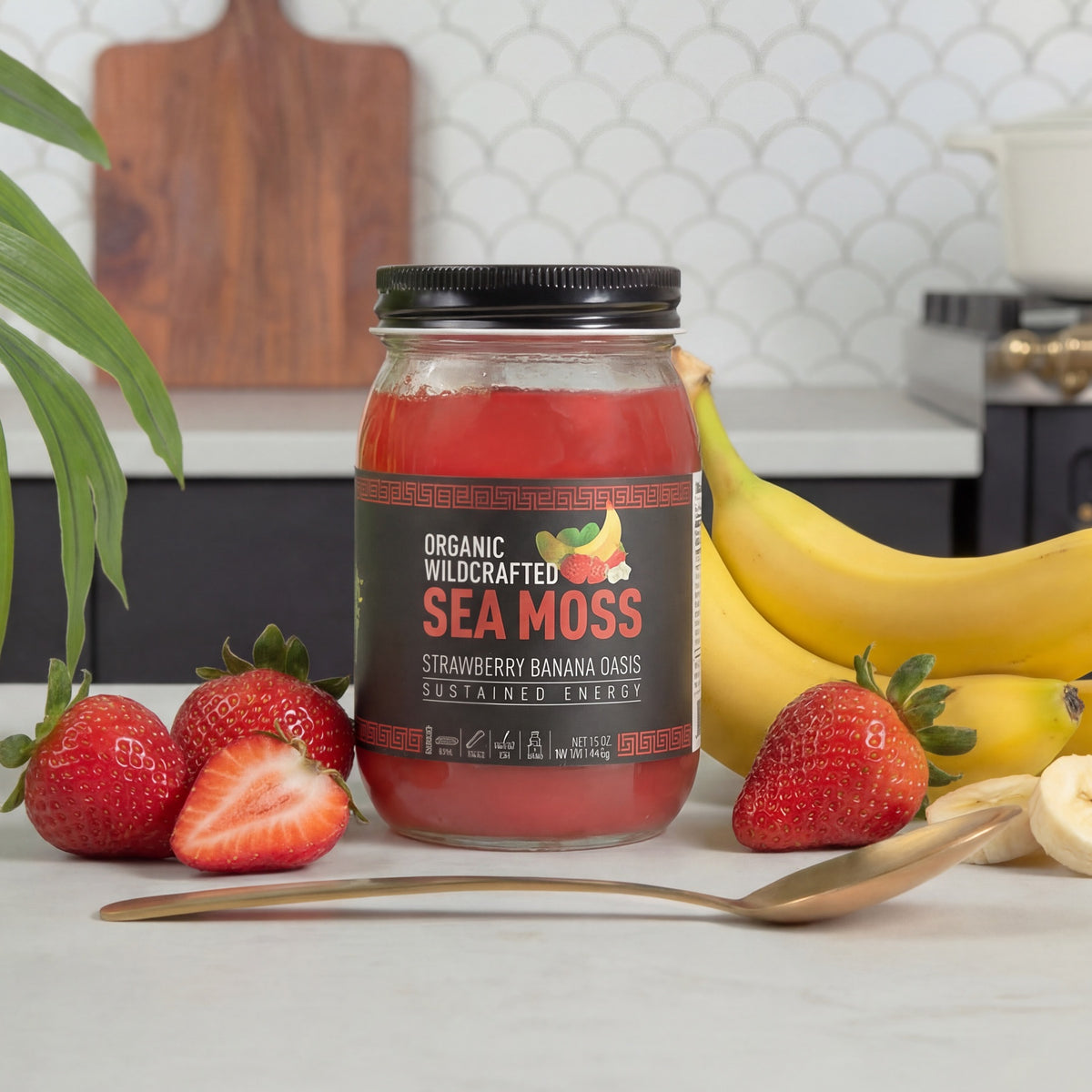 Strawberry Banana Oasis Sea Moss Gel jar